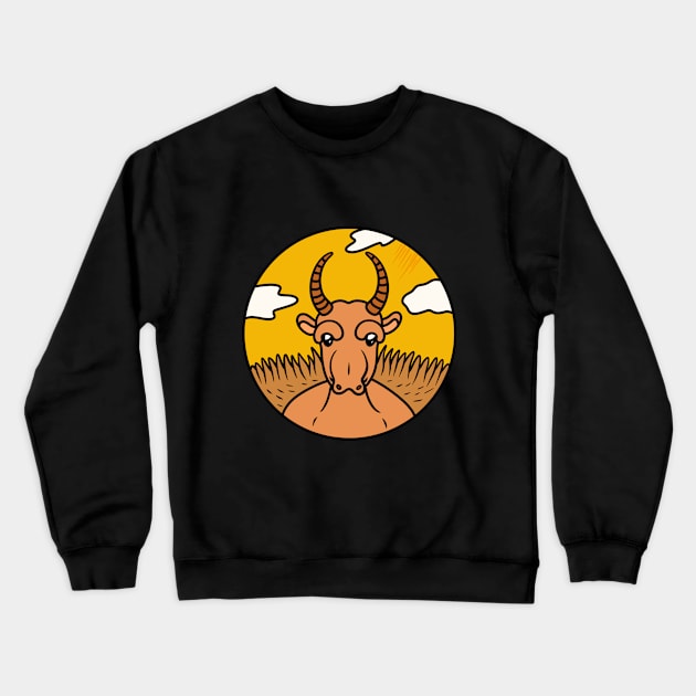 Cute Saiga Antelope Crewneck Sweatshirt by Andrew Hau
